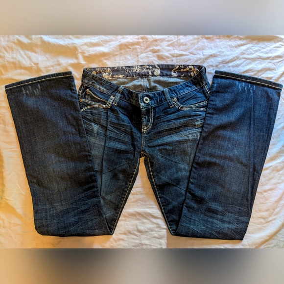 Guess Stretch, Distressed, Boot Cut Jeans - Picture 5 of 15